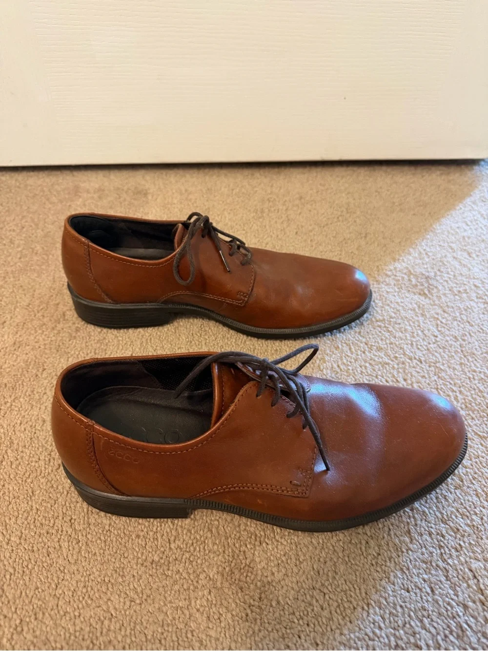 Ecco Men’s Chestnut Brown Leather Derby Lace-Up Shoes